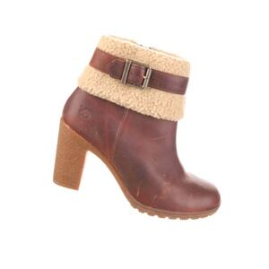 Timberland Glancy Ankle Boot Brown Leather Fleece Cuff Ankle Boots Women's Sz 10
